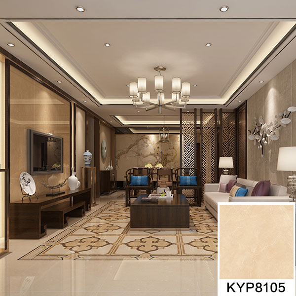 02 金艾陶大理石瓷磚：世紀(jì)米黃 KYP8105地面鋪貼效果圖