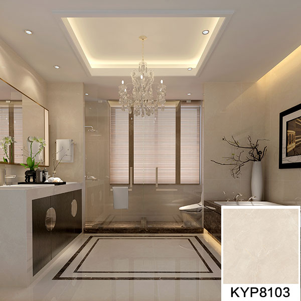 03金艾陶歐瑞諾系列新世紀米黃KYP8103瓷磚地面鋪貼效果圖